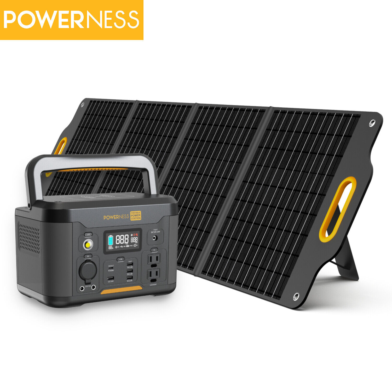 21029- Powerness 1200W Portable Power Station Solar Generator mit 120W Solar Panel Kit für Outdoor Picknick Angeln Reise Party Camping