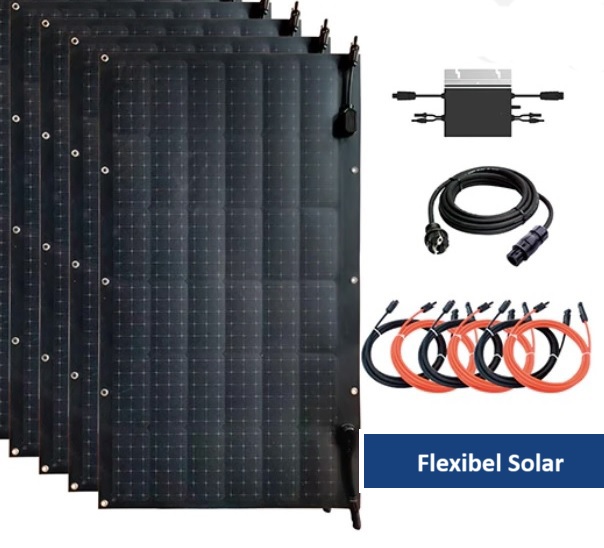 21085- Balkonkraftwerk 400w  4x100 W 12V Flexibles Monokristallines Solarpanel (geeignet für Balkon, Garten und Wohnmobil) 