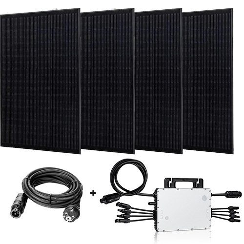   21032-Solarpanel 1680W schwarz + 1500w Hoymiles Micro-Wechselrichter+Kabel mit Schukostecker